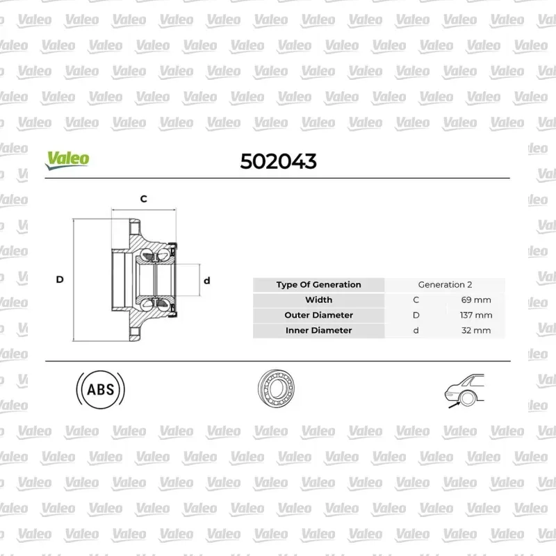 Teker Rulmanı Arka Sağ veya Sol VALEO 502043