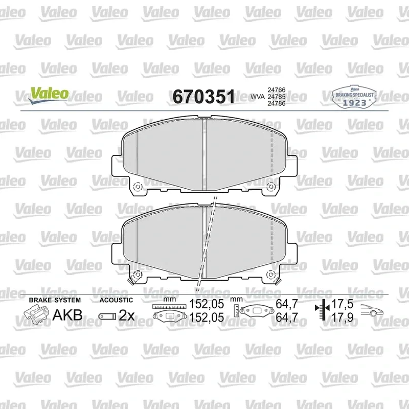 Fren Disk Balata Ön VALEO 670351 – Honda Accord