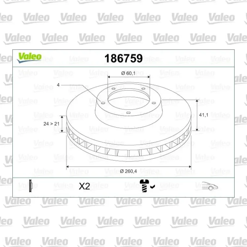 Fren Disk Ayna Ön Sağ ve Sol VALEO 186759 – Opel Corsa / Combo