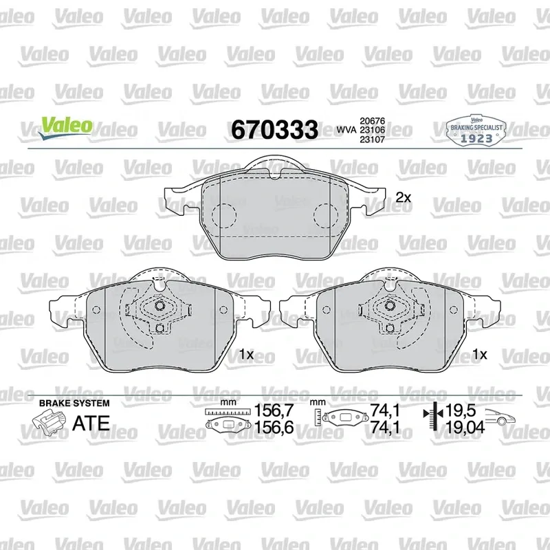Fren Disk Balata Ön VALEO 670333 – Volvo V70 / S70