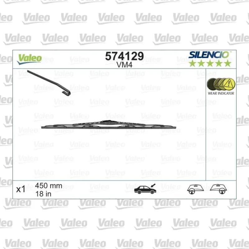 Silecek Süpürgesi Ön Universal Tip 450 mm - 18 inç VALEO 574129