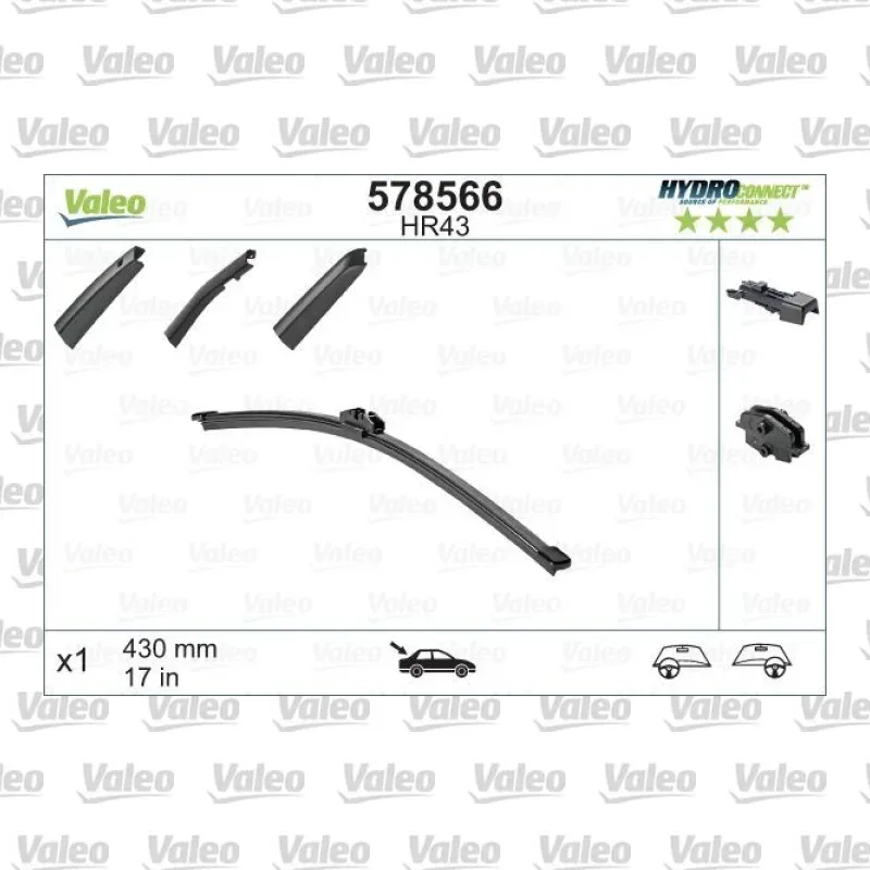 Silecek Süpürgesi Arka Muz Tip 430 mm - 17 inç VALEO 578566