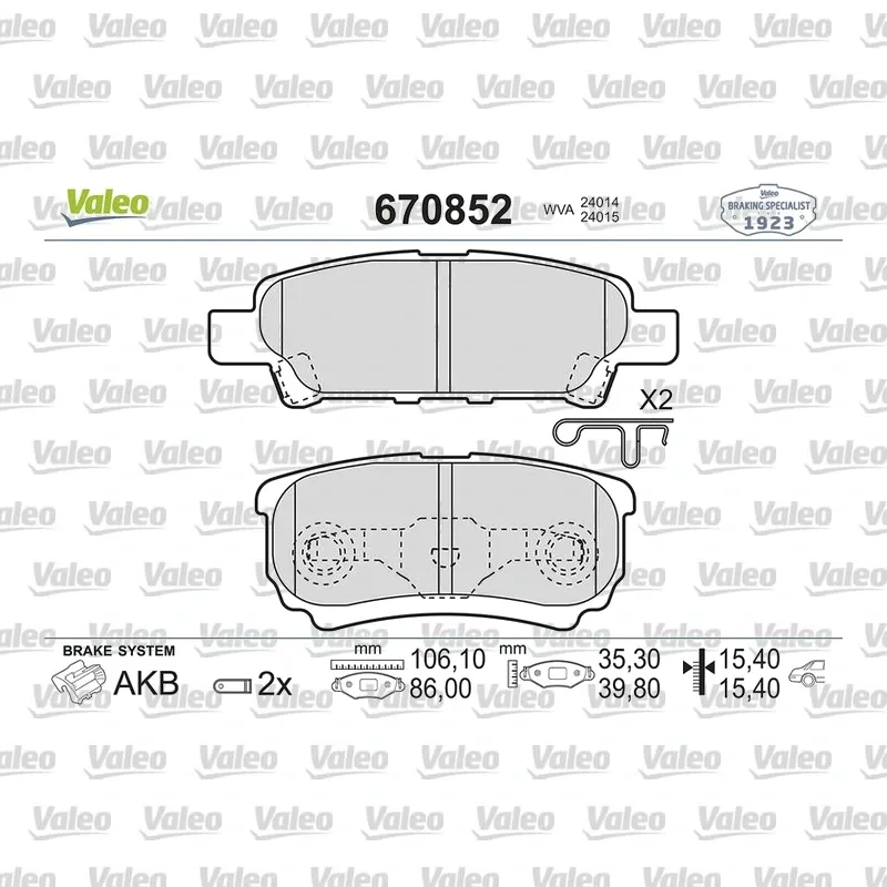 Fren Disk Balata Arka VALEO 670852 – Mitsubishi / Jeep