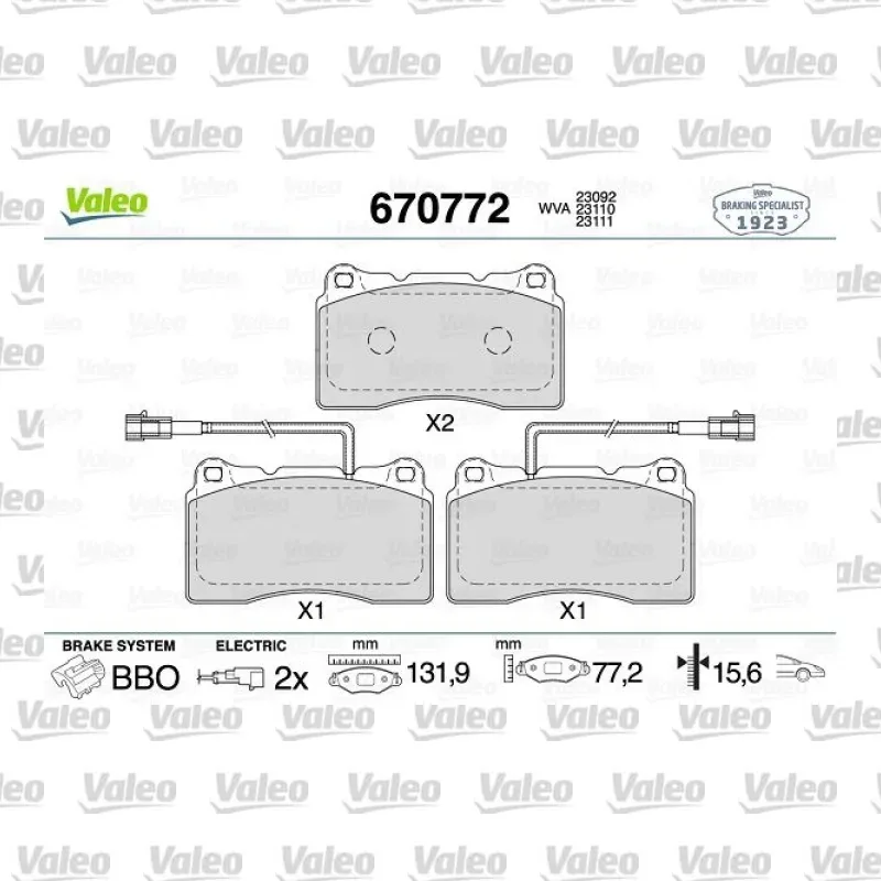 Fren Disk Balata Ön VALEO 670772 – Alfa Romeo 156 / Giulietta