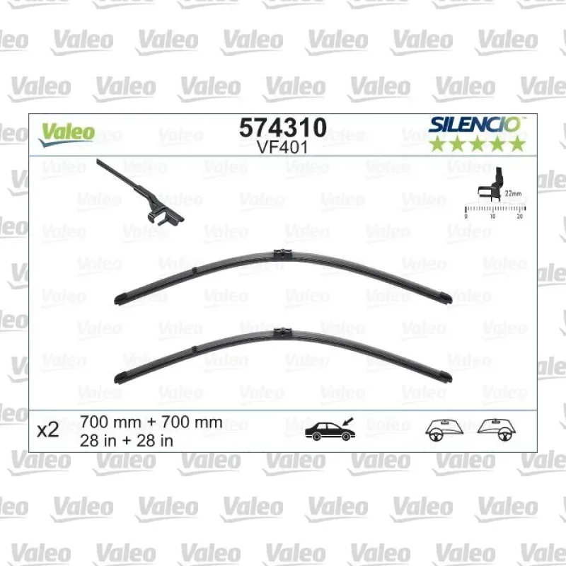 Silecek Süpürgesi Ön Muz Tip 700/700 mm - 28/28 inç VALEO 574310 – Volkswagen Golf / Touran