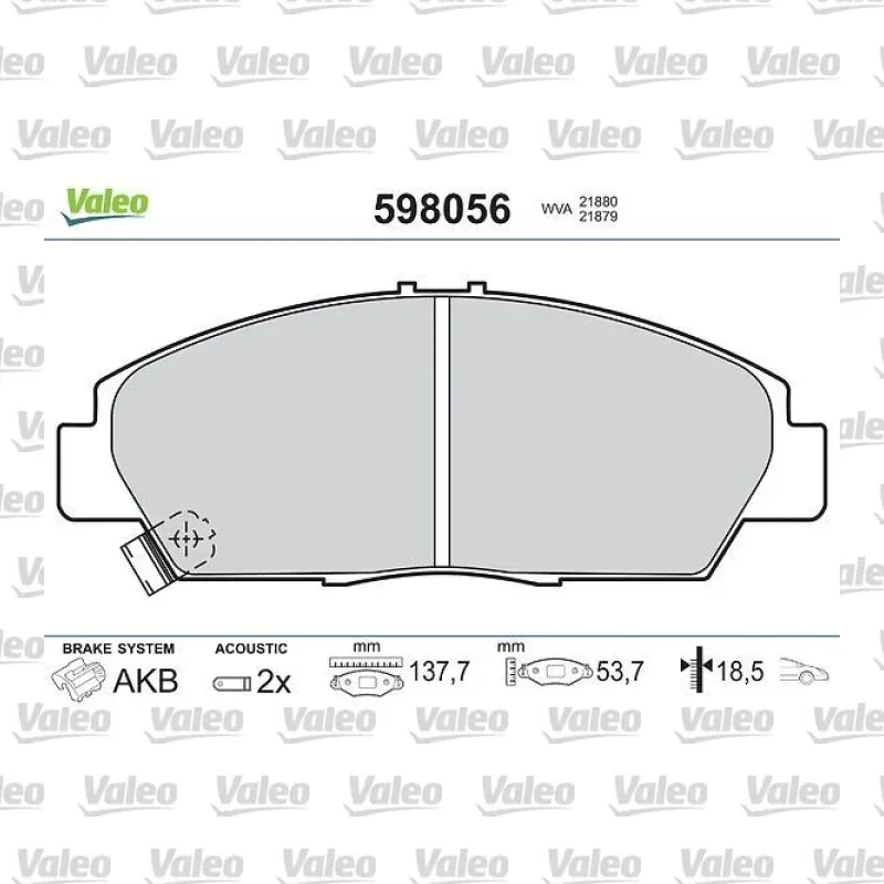 Fren Disk Balata Ön VALEO 598056 – Honda Accord