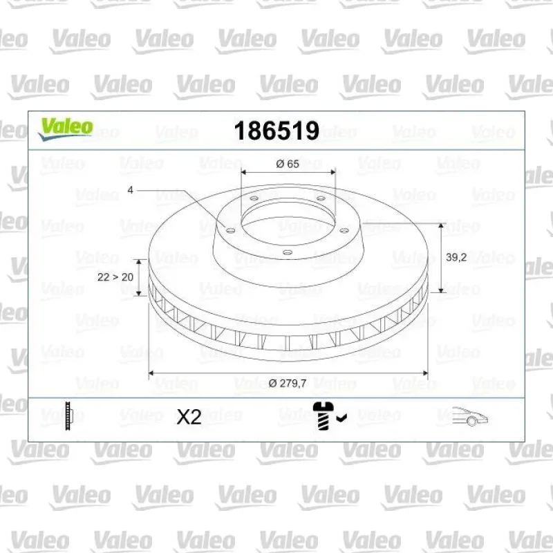 Fren Disk Ayna Ön Sağ ve Sol VALEO 186519 – Volkswagen / Seat