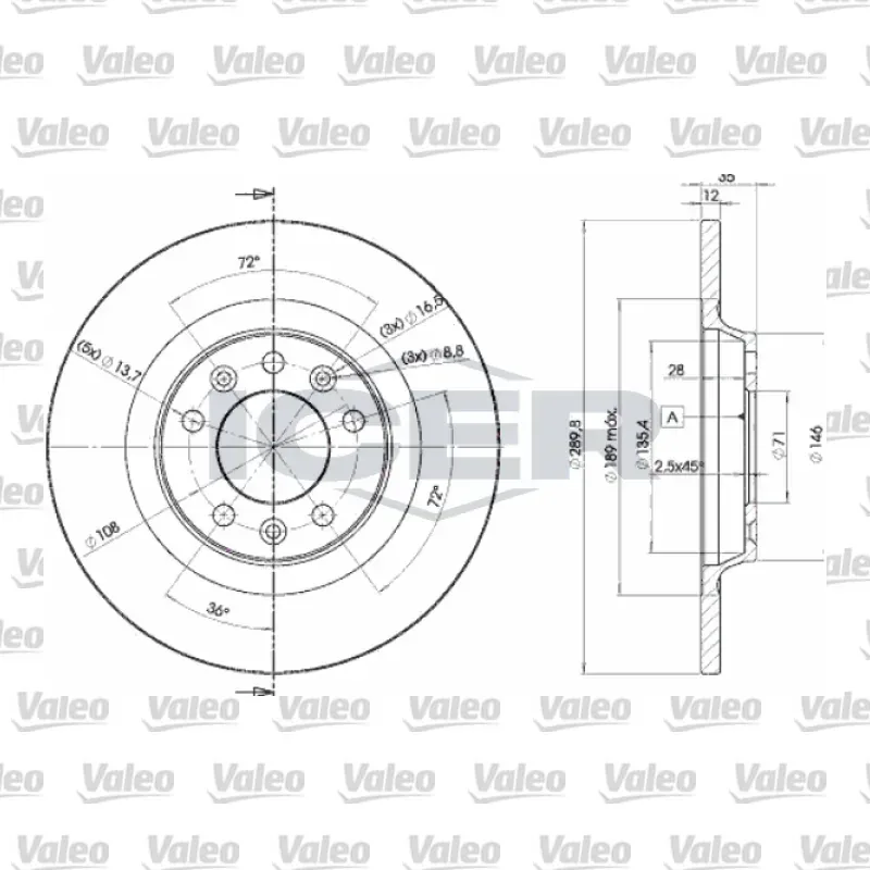 Fren Disk Ayna Arka Sağ ve Sol VALEO 672626 – Peugeot / Citroen