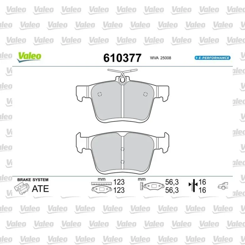 Fren Disk Balata Arka VALEO 610377 – Volkswagen Golf 1.4 Hibrit / Elektrik