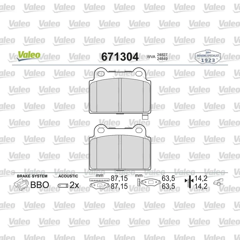 Mitsubishi Lancer 2.0 Arka Fren Balatası – VALEO 671304