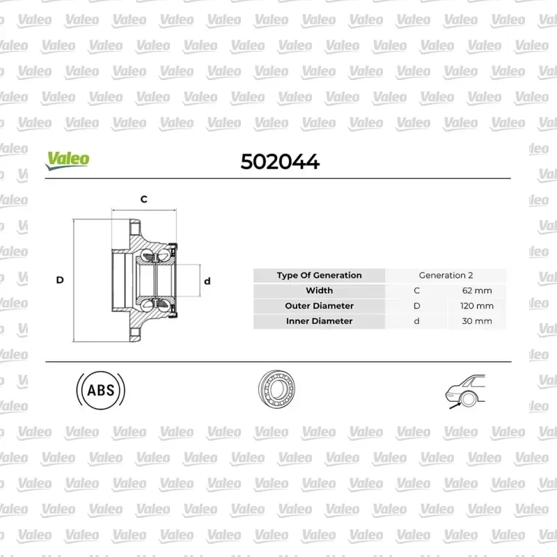 Teker Rulmanı Ön Sağ veya Sol VALEO 502044 – Seat / Skoda