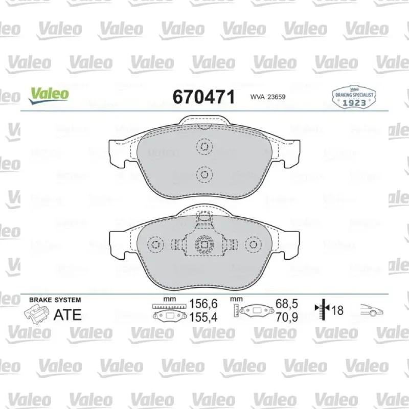 Fren Disk Balata Ön VALEO 670471 – Renault Scenic / Laguna