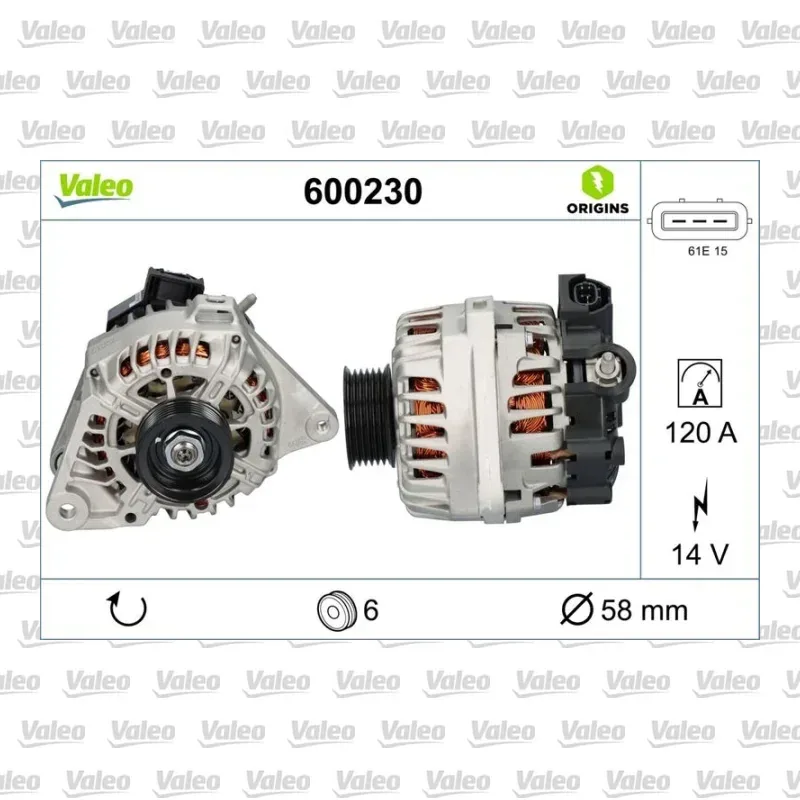 Alternatör VALEO 600230 – Hyundai / Kia