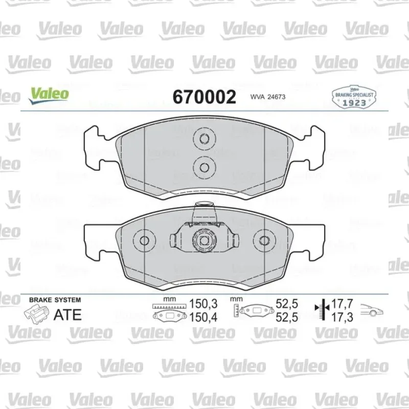 Fren Disk Balata Ön VALEO 670002 – Dacia Logan