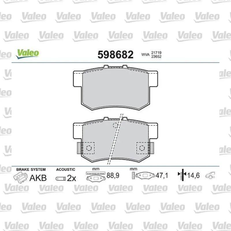 Fren Disk Balata Arka VALEO 598682 – Honda Civic