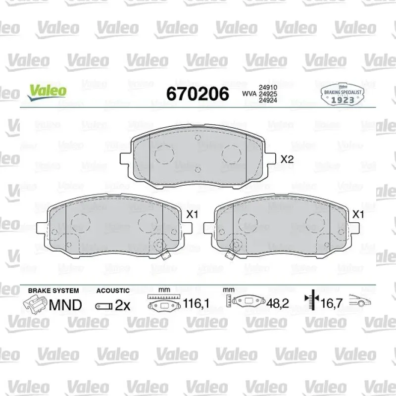 Hyundai i20 1.2 Ön Fren Balatası – VALEO 670206