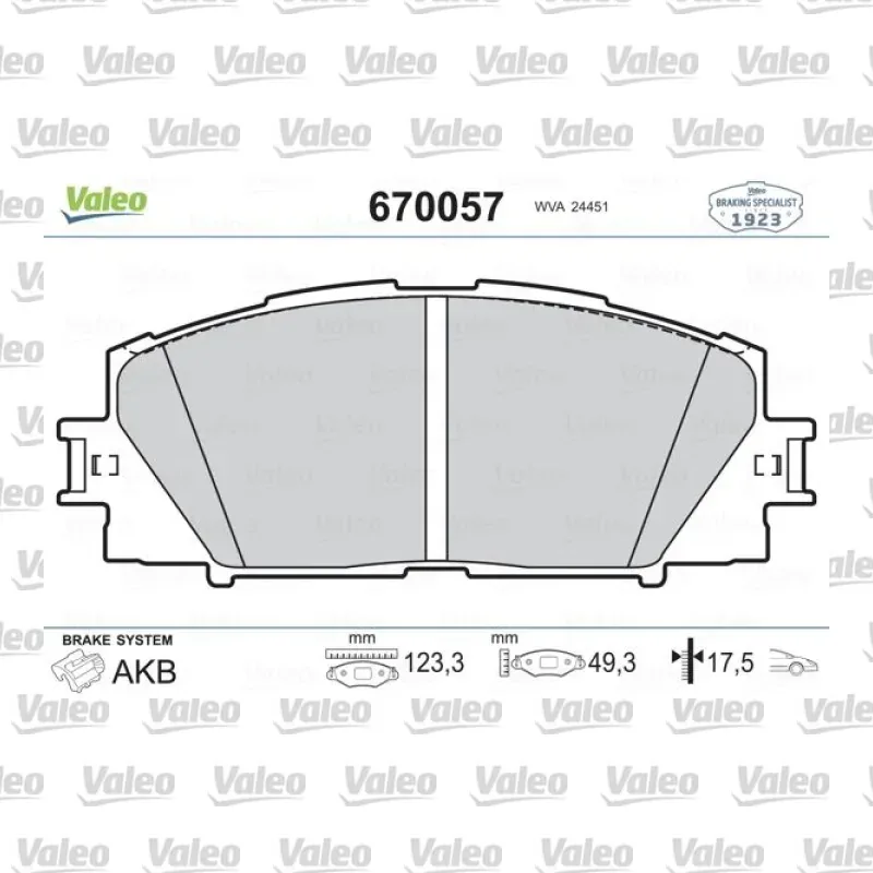 Fren Disk Balata Ön VALEO 670057 – Toyota / Land Rover
