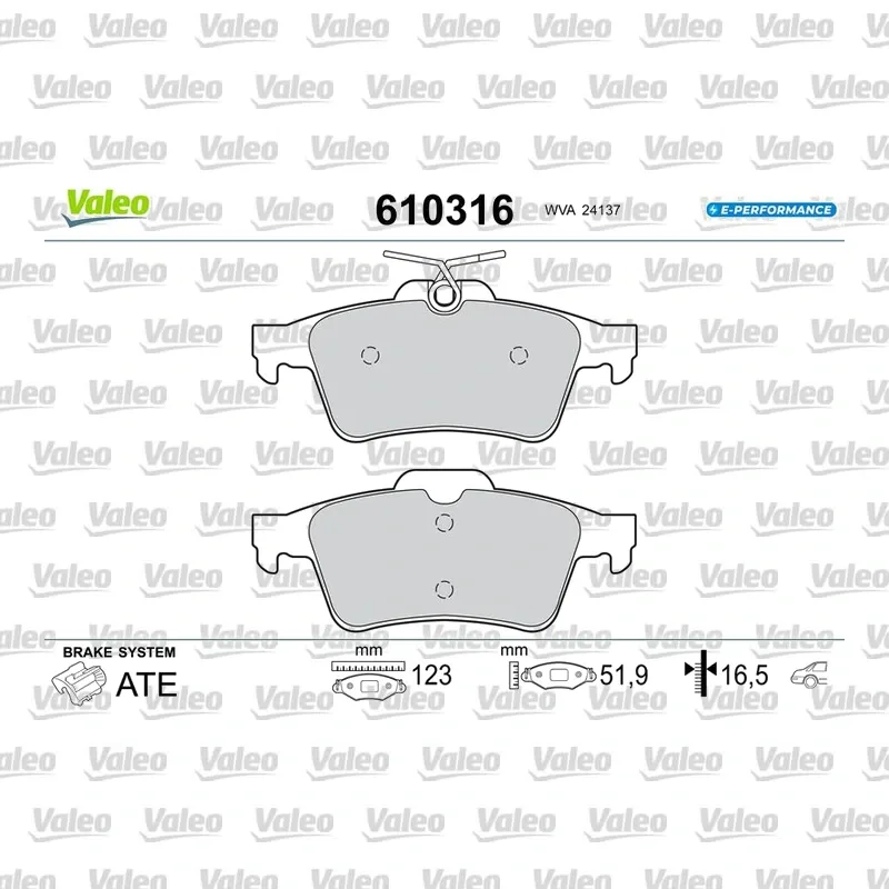 Fren Disk Balata Arka VALEO 671944 – Ford Transit Connect / Tourneo Connect