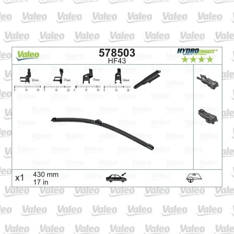 Silecek Süpürgesi Ön Muz Tip 430 mm - 17 inç VALEO 578503