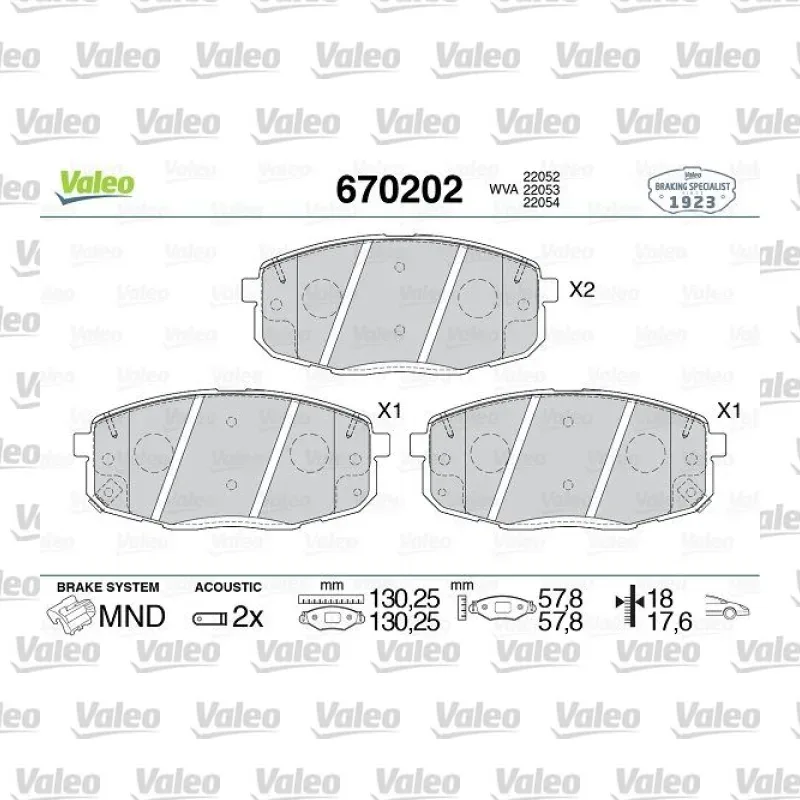Fren Disk Balata Ön VALEO 670202 – Kia Cerato 1.6 MPI / 2.0 MPI