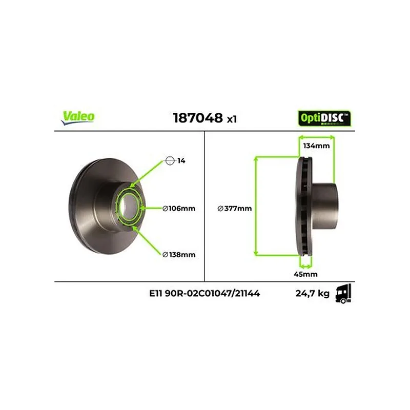 Fren Diski VALEO 187048 – Mercedes-Benz ATEGO 1518 / ATEGO 1524