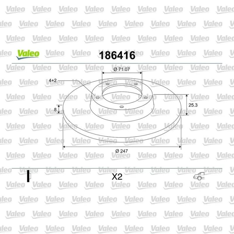 Fren Disk Ayna Arka Sağ ve Sol VALEO 186416 – Peugeot / Citroen