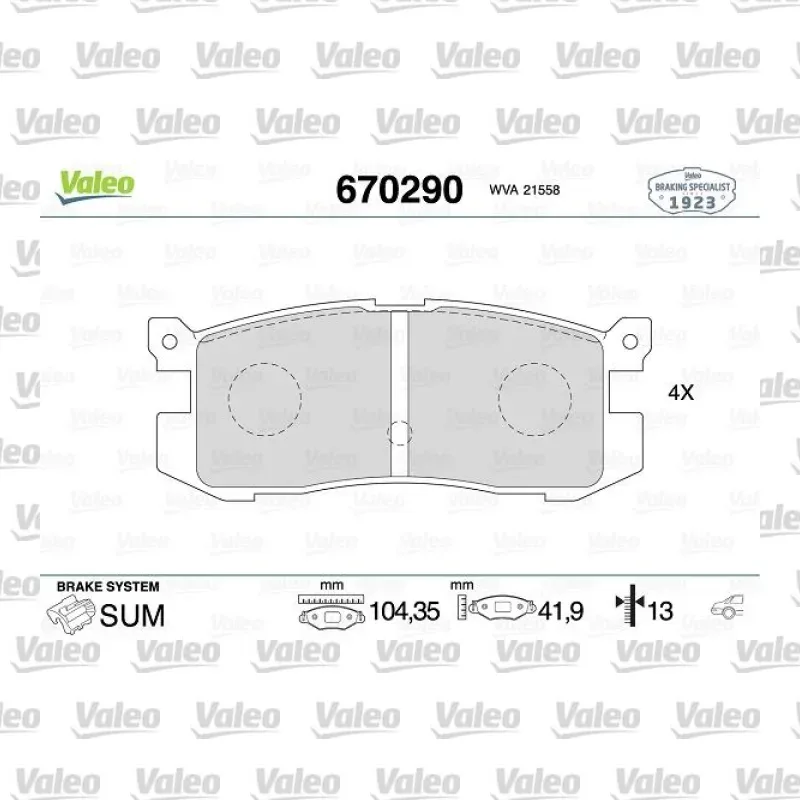 Fren Disk Balata Arka VALEO 670290 – Mazda 626 2.0 D / 2.2 12V