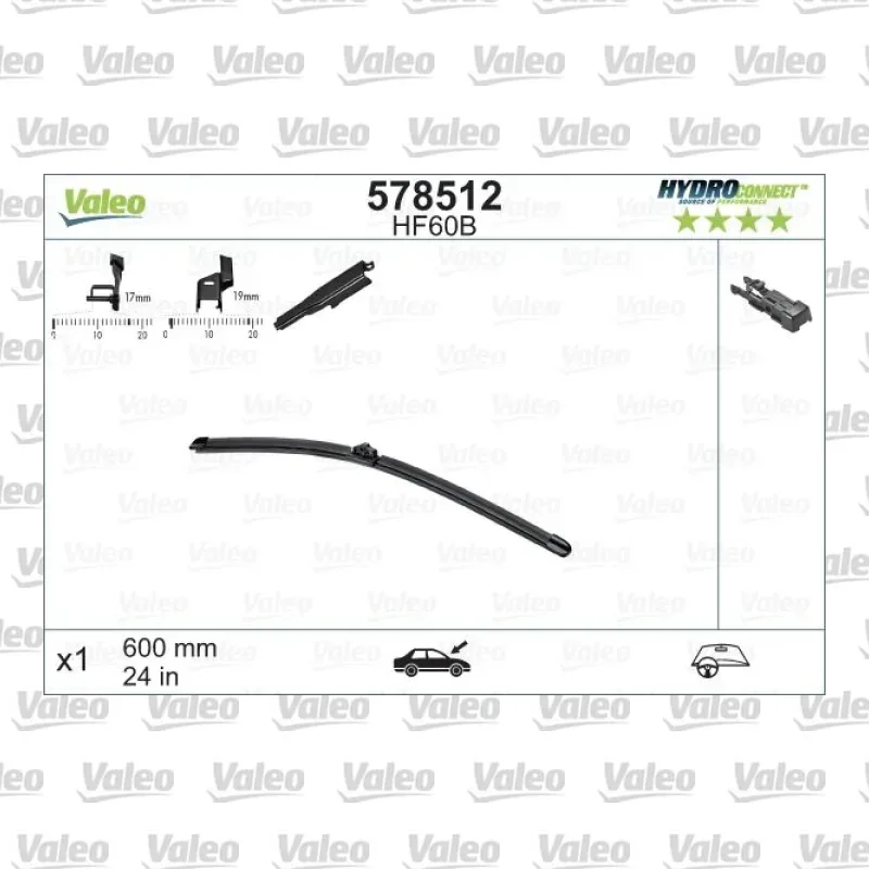 Silecek Süpürgesi Ön 600 mm - 24 inç VALEO 578512