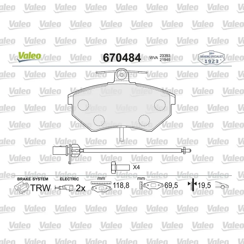 Fren Disk Balata Ön VALEO 670484 – Volkswagen / Audi