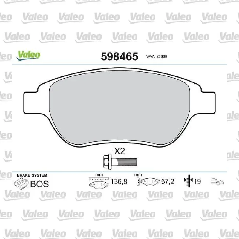 Fren Disk Balata Ön VALEO 598465 – Peugeot / Citroen