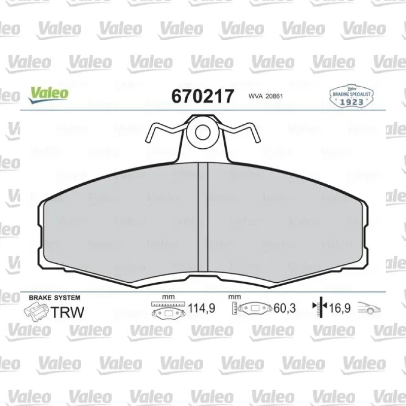 Fren Disk Balata Ön VALEO 670217 – Volkswagen Caddy 1.6 / 1.9 D