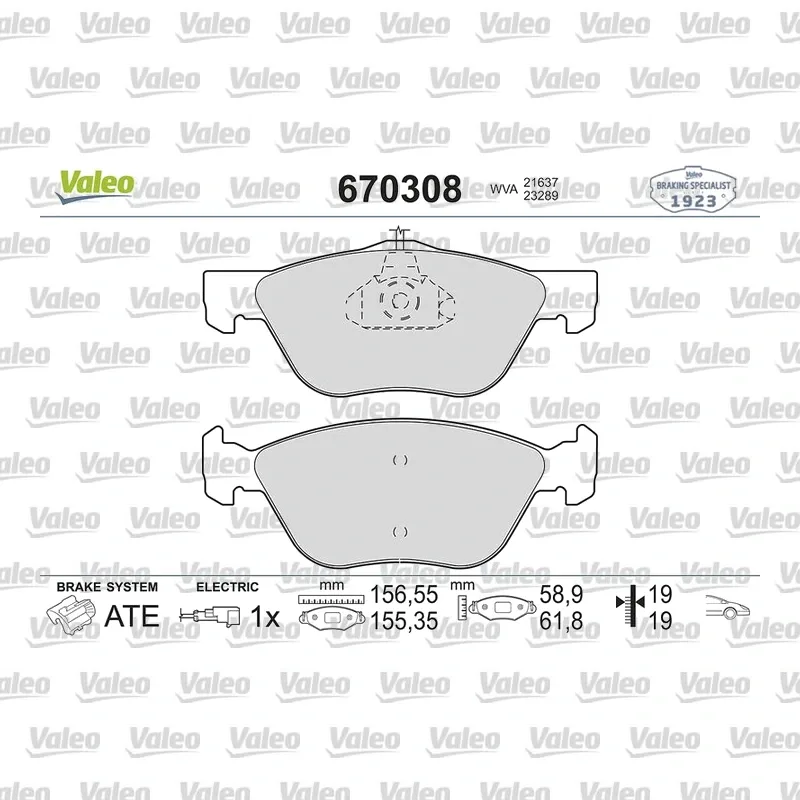 Fren Disk Balata Ön VALEO 670308 – Fiat / Alfa Romeo