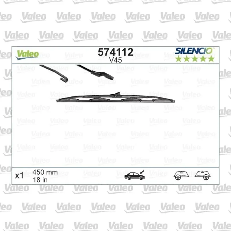 Silecek Süpürgesi Ön 450 mm - 18 inç VALEO 574112