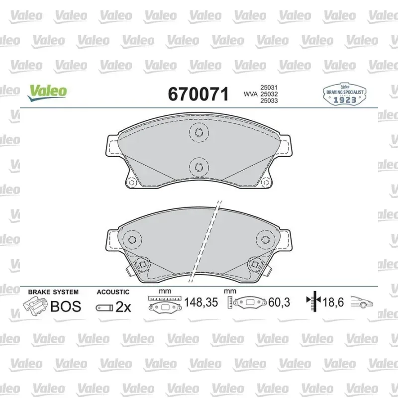 Fren Disk Balata Ön VALEO 670071 – Opel / Chevrolet