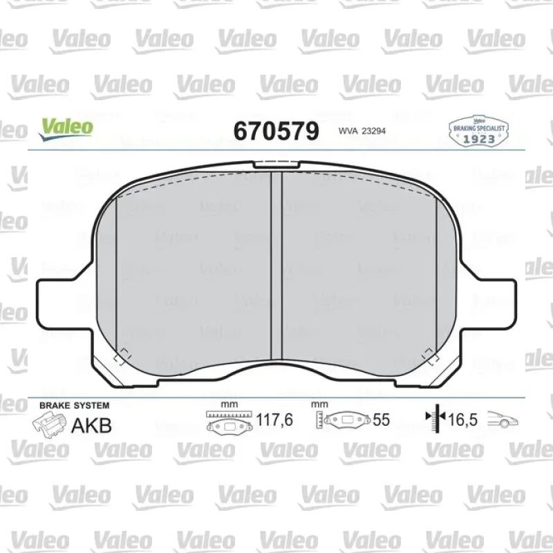 Fren Disk Balata Ön VALEO 670579 – Toyota Corolla