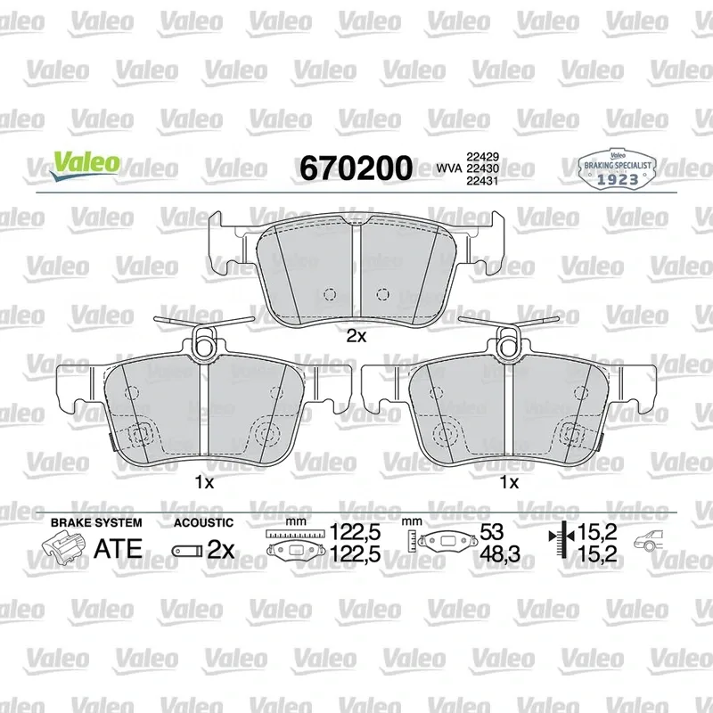 Fren Disk Balata Arka VALEO 670200 – Honda Civic