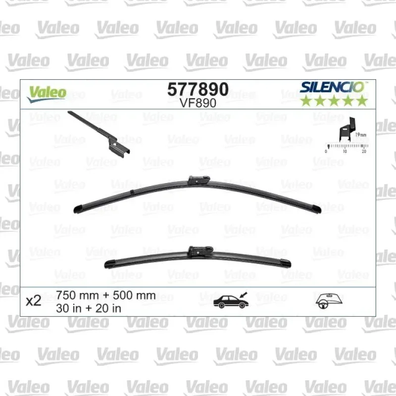 Silecek Süpürgesi Ön 750/500 mm - 30/20 inç VALEO 577890 – Ford Transit