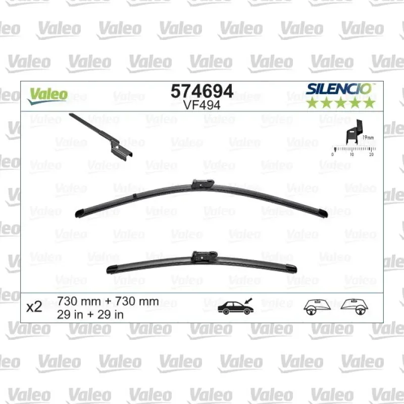 Silecek Süpürgesi Ön Muz Tip 725/725 mm - 29/29 inç VALEO 574694 – Ford Focus