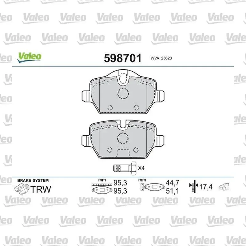 Fren Disk Balata Arka VALEO 598701 – BMW / MINI