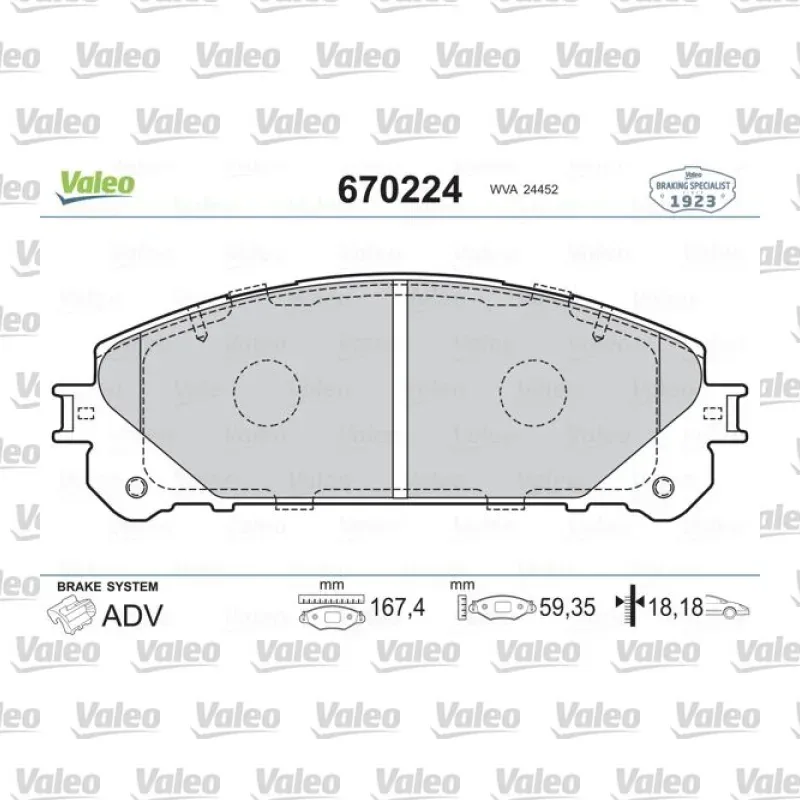 Fren Disk Balata Ön VALEO 670224 – Toyota RAV4