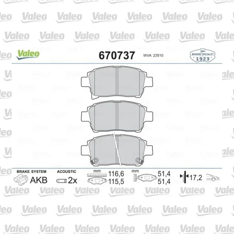 Fren Disk Balata Ön VALEO 670737 – Toyota Corolla / Yaris