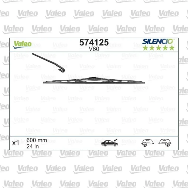 Silecek Süpürgesi Ön 600 mm - 24 inç VALEO 574125