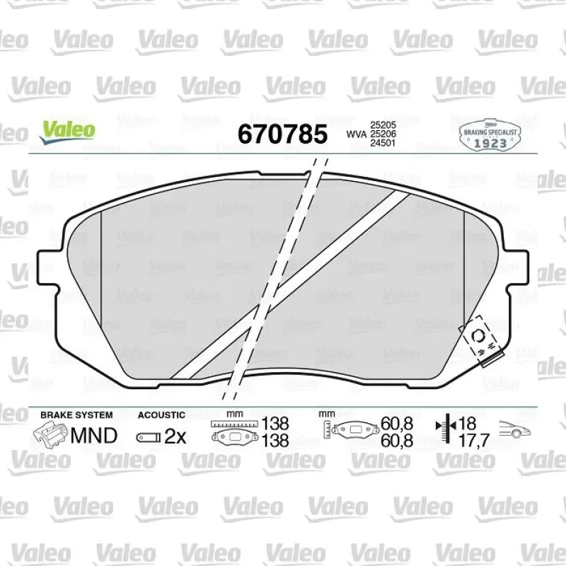 Fren Disk Balata Ön VALEO 670785 – Hyundai / Kia