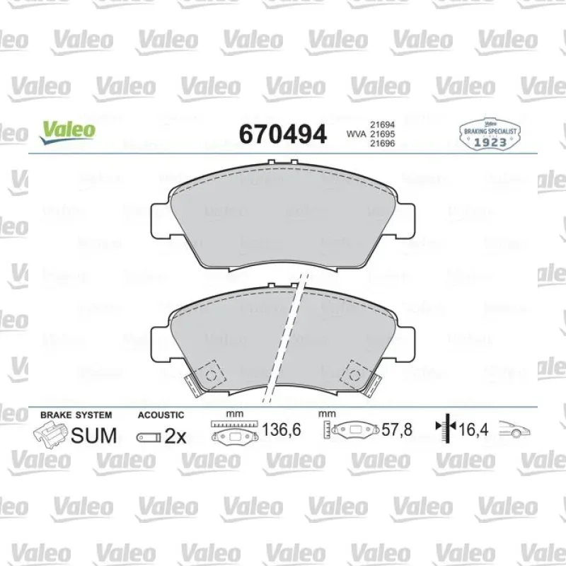 Fren Disk Balata Ön VALEO 670494 – Honda Civic