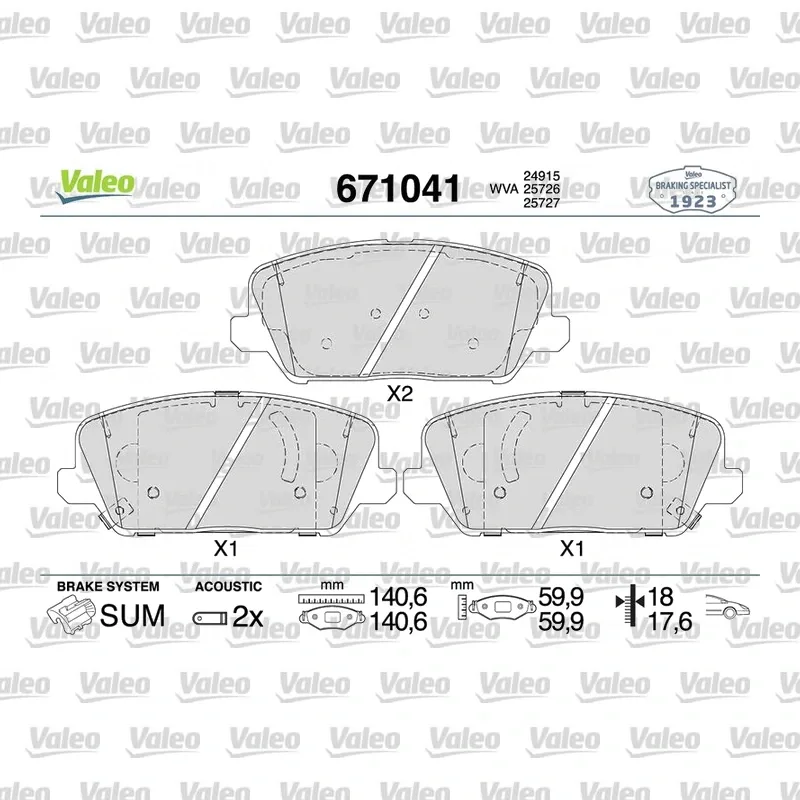 Fren Disk Balata Ön VALEO 671041 – Hyundai / Kia