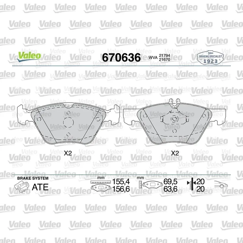 Fren Disk Balata Ön VALEO 670636 – Mercedes-Benz E 200