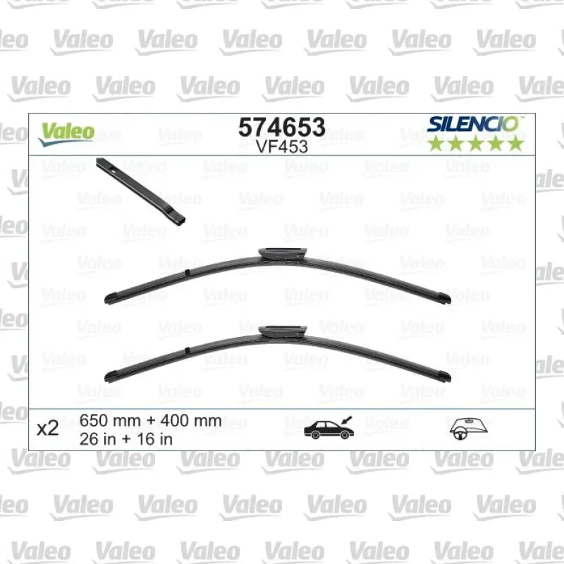 Silecek Süpürgesi Ön 650/400 mm - 26/16 inç VALEO 574653 – Renault / Citroen