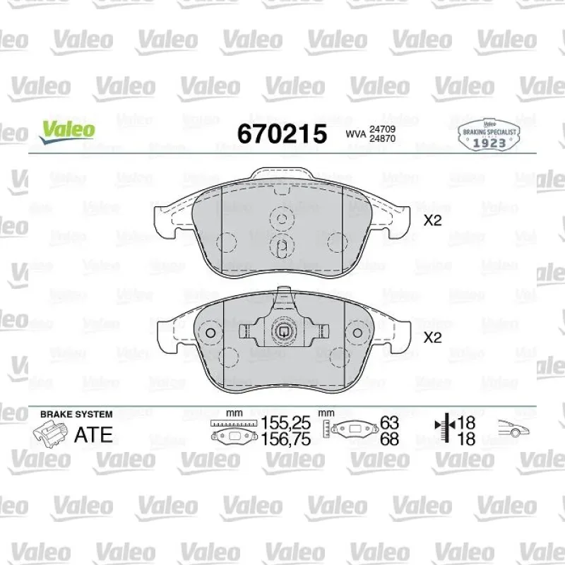 Fren Disk Balata Ön VALEO 670215 – Renault Clio