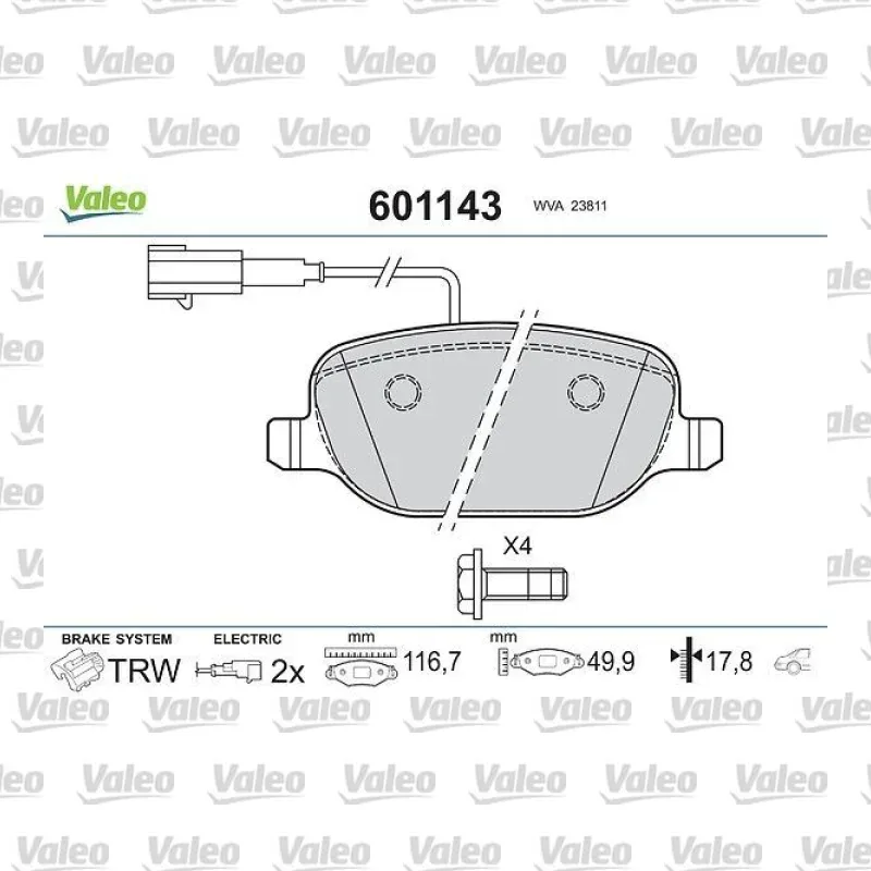 Fren Disk Balata Arka VALEO 601143 – Alfa Romeo Giulietta