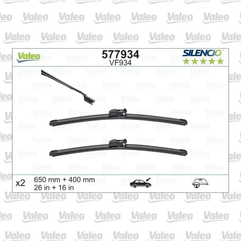 Silecek Süpürgesi Ön 650/400 mm - 26/16 inç VALEO 577934 – Toyota C-HR